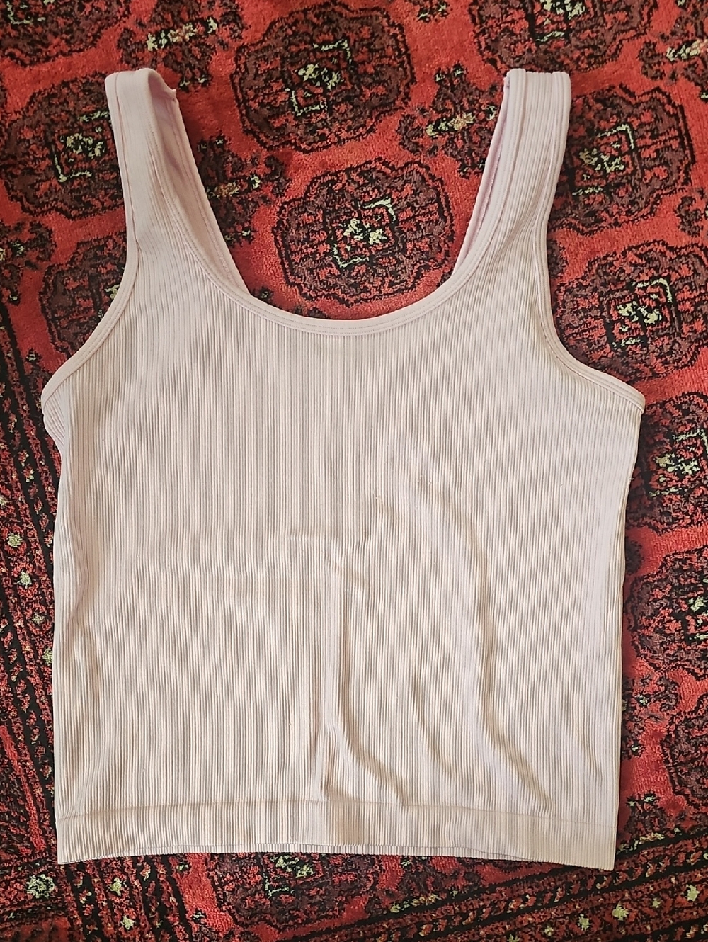 a new day Ribbed Scoop Tank Top — Pastel Pink